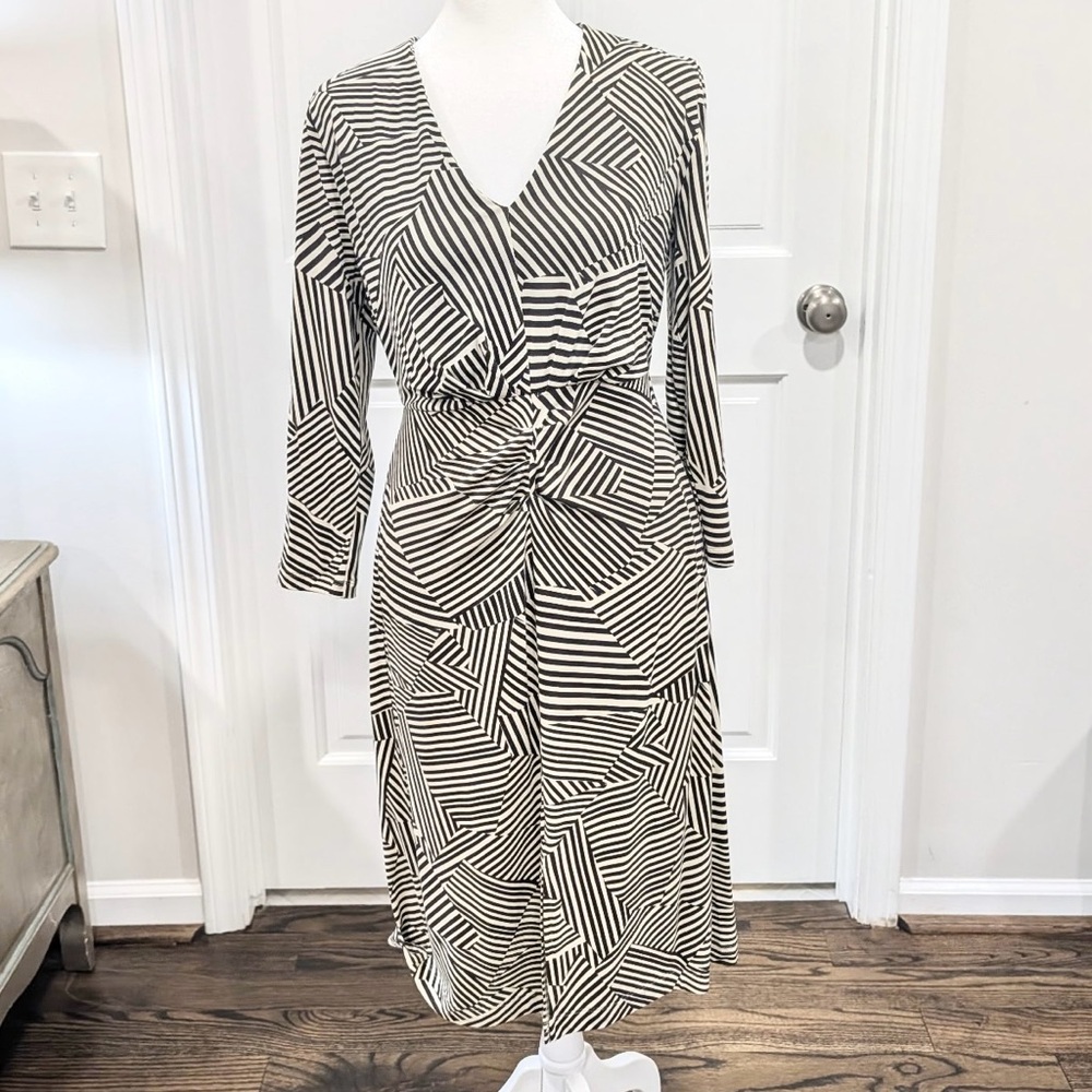 Cabi Brown and White Striped Dress Size XS